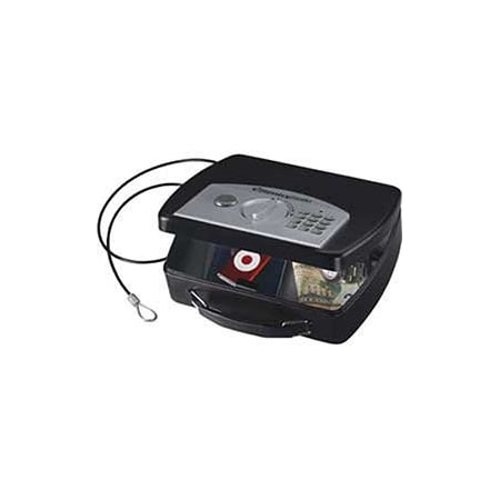 Sentrysafe Compact Portable Security Box Safe, Electric Lock, 0.08 Cu. Ft. Capacity, Black P008EBLK